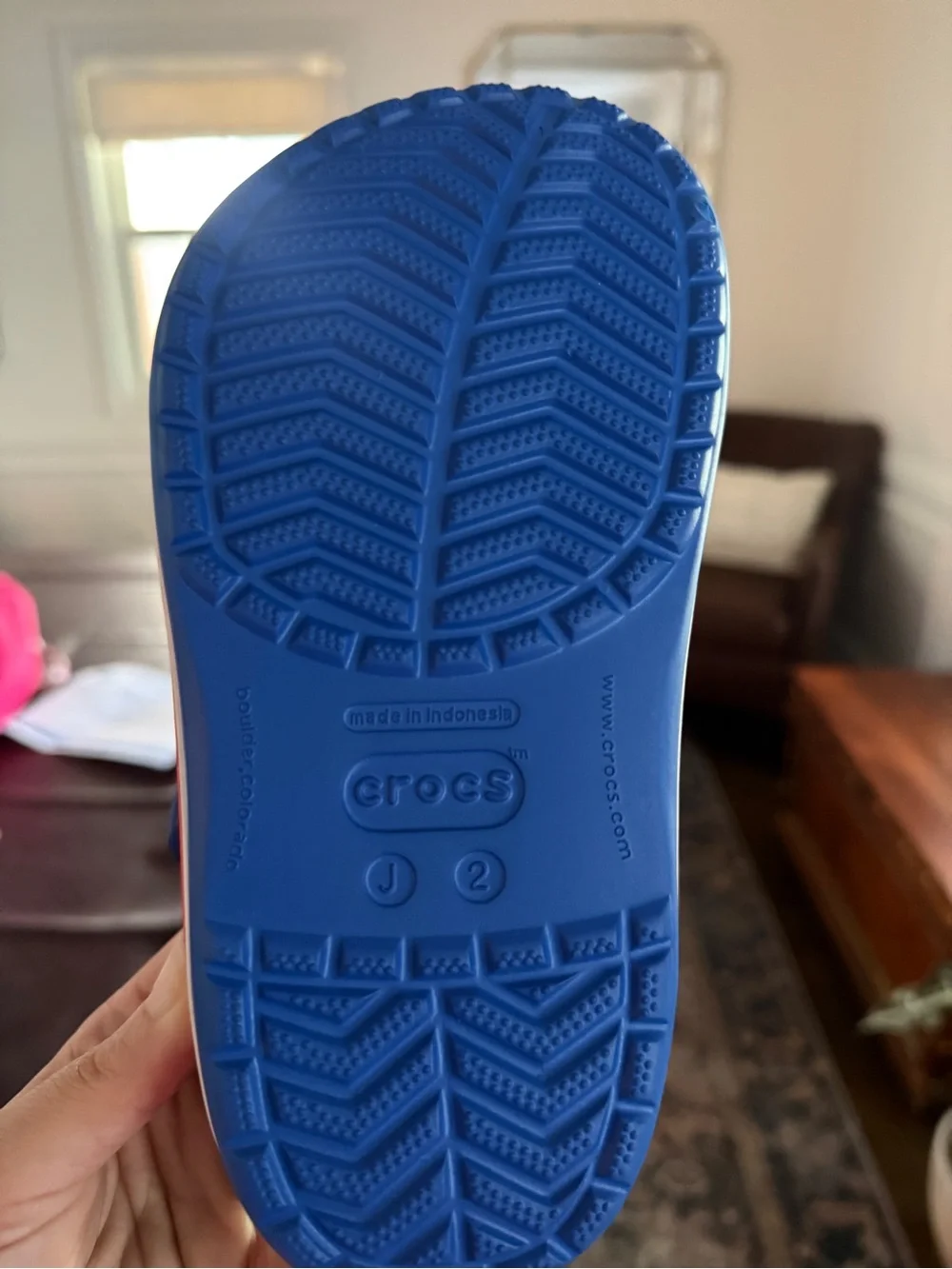 CROCS Kids Classic Clog in Royal Blue with Red & White Trim